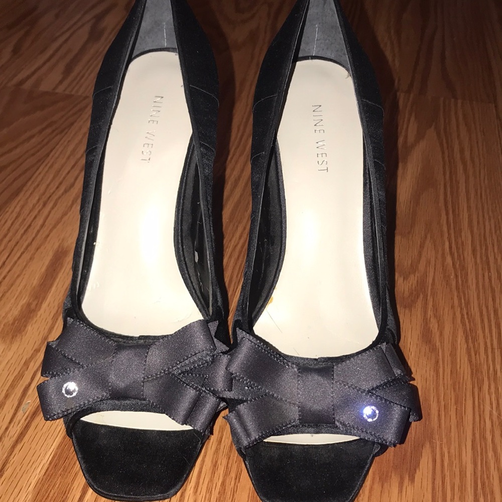 2” Black open toe heel